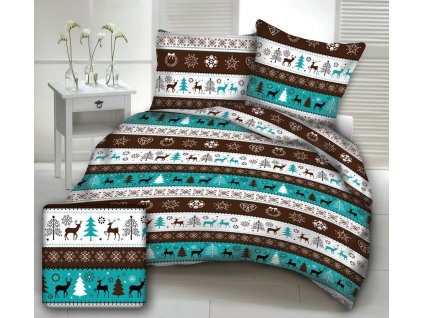 VÁNOCE TYRKYSOVÉ bavlněné povlečení DeLuxe