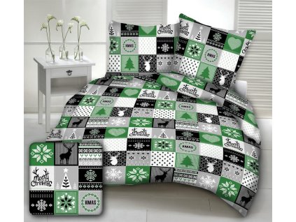 X-MAS ZELENÉ bavlněné povlečení DeLuxe 140x200 cm Set Balení
