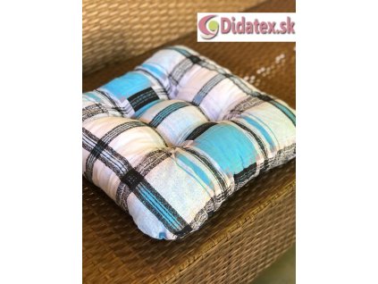 B - Podložka na židli - Modrá Karo