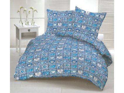 BLUE HEARTS bavlněné povlečení DeLuxe (Obsah balenia Predlžený rozmer 1x140x220 + 1x 70x90)