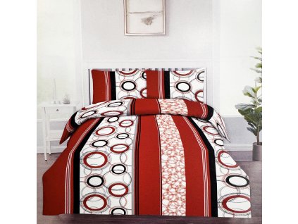 Bavlněné povlečení CIRCLES RED (Obsah balenia Francúzsky rozmer 1x 200x220 + 2x 70x90)