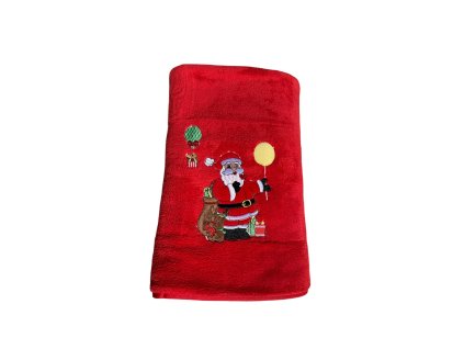 Ručník s mikroplyšem - Mikuláš červený (Uteráky rozmer 50x100 cm)
