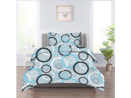 Bavlněné povlečení MODERN TURQUOISE CIRCLES DeLuxe 140x200cm (Obsah balenia Štandardný rozmer 1x 140x200 + 1x 70x90)