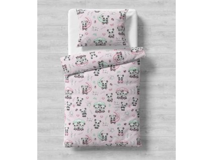 SWEET PANDAS dětské bavlněné povlečení (Obsah balenia Detský rozmer 1x 90x135 + 1x 65x45)