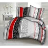 RED-BLACK-GREY bavlněné povlečení DeLuxe (Obsah balenia Francúzsky rozmer 1x 200x220 + 2x 70x90)
