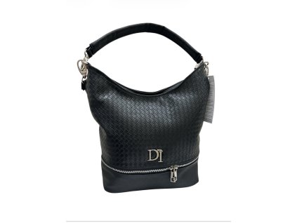 Černá kabelka s proplétaným vzorem a zipem