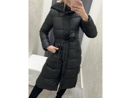Zimní kabát s páskem černý