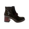 Elegantní kotníkové boty na podpatku s bordó prvky