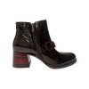 Elegantní kotníkové boty na podpatku s bordó prvky