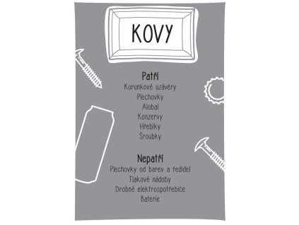 Samolepka triedenie odpadu A4 - kovy