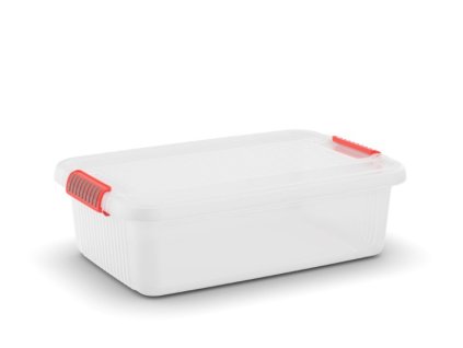 Plastový úložný box K-Latch M, objem 28 litrov, 59 x 39 x 18 (výška) cm, biely
