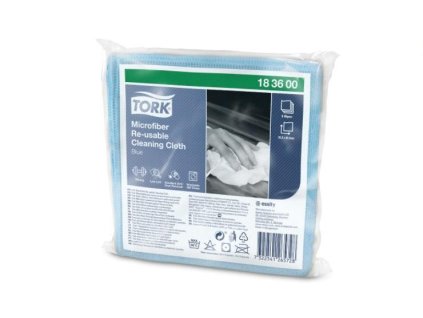 Tork čistiaca utierka z mikrovlákna na opakované použitie 30,5x30,5cm, modrá - 6ks