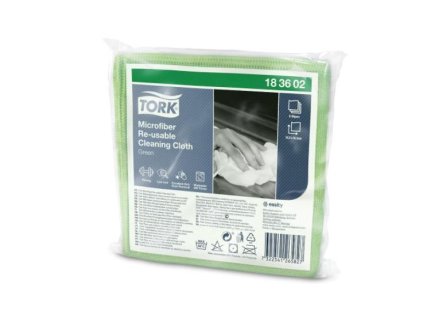 Tork čistiaca utierka z mikrovlákna na opakované použitie 30,5x30,5cm, zelená - 6ks