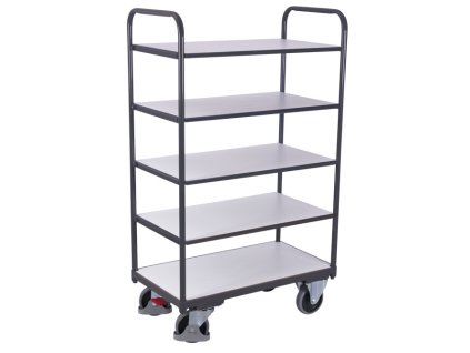 Vysoký antistatický ESD policový vozík, Variofit, 5 polic (99 x 68 cm), do 250 kg, modrá/antracit (Barva antracit RAL7016)