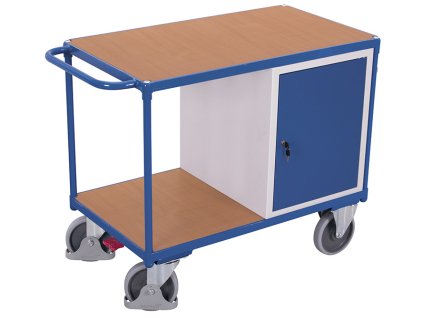 Dílenský vozík, 1 skříňka, Variofit, do 500 kg, š x h x v: 119 x 60 x 93 cm, modrá/antracit (Barva antracit RAL7016)