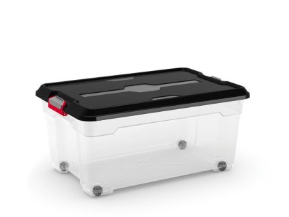 Plastový úložný box Moover box L, objem 45l, 58 x 38 x 27 (výška) cm, čierne veko