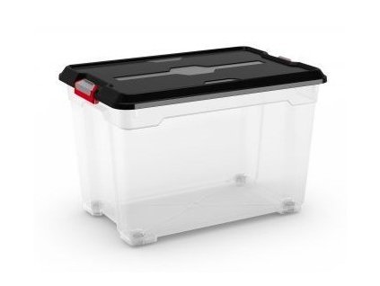 Plastový úložný box Moover box XL, objem 60l, 58 x 38 x 37 (výška) cm, čierne veko