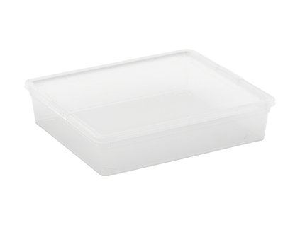Plastový úložný box FLAT s vekom, transparentný, 9 litrov