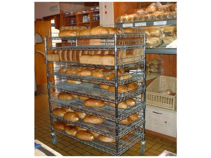 Pekárenský potravinársky vozík na žemle 173 x 61 x 122 mm, 8 políc