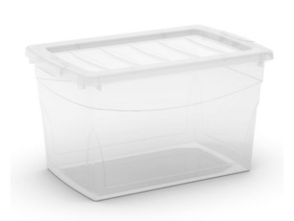 Plastový úložný box s víkem na klip, průhledný, transparentní, 30 l