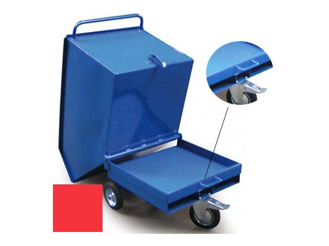 Výklopný vozík na špony, triesky 250 litrov, var. s vrecka, červená