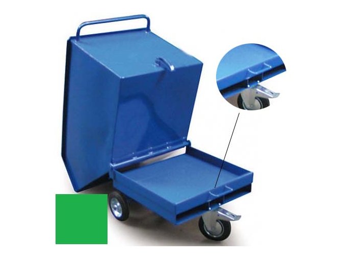 Výklopný vozík na špony, triesky 250 litrov, var. s vrecka, zelená