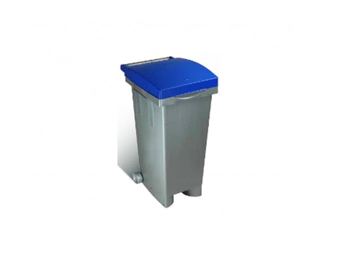 Odpadkový kôš s farebným vekom, 80 litrů, modrý