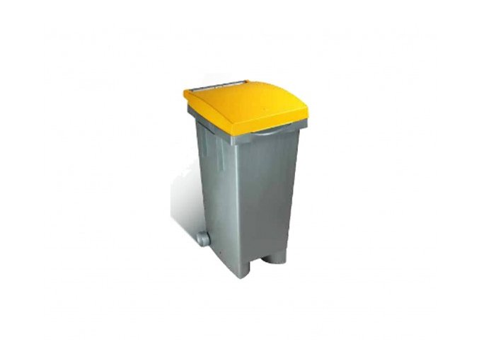 Odpadkový kôš s farebným vekom, 80 litrů, žltý