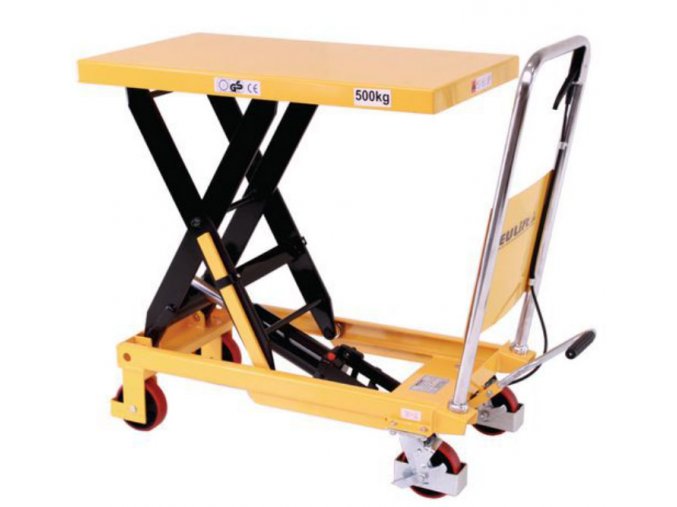 Mobilný hydraulický zdvíhací stôl, do 500 kg, doska 81,5 x 50 cm