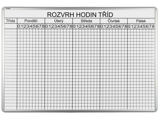 Školská Rozvrhová ekoTAB tabuľa, 100 x 70 cm, 26 tried