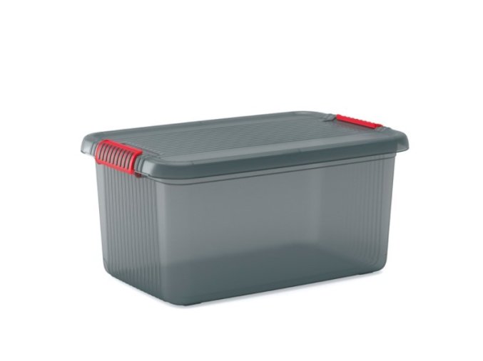 Plastový úložný box K-Latch L, objem 43l, 59 x 39 x 28 (výška) cm, sivý