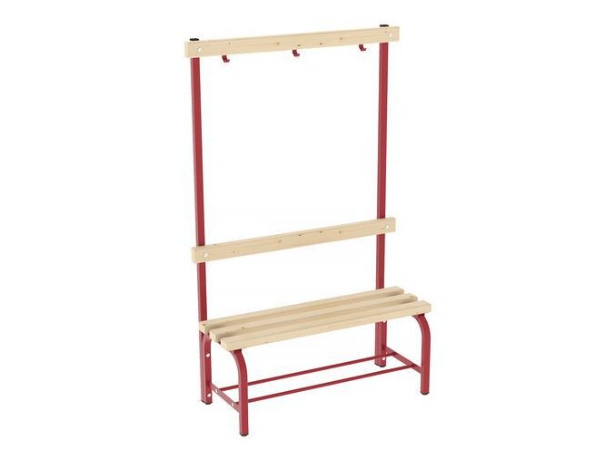 Šatníková lavica s vešiakovou stenou, 100 cm, červená, smrekové laty