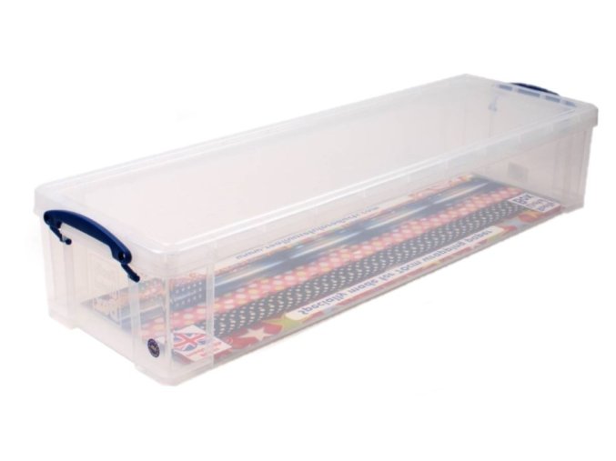 Plastový úložný box s víkem, really useful box, průhledný, 22 litrů