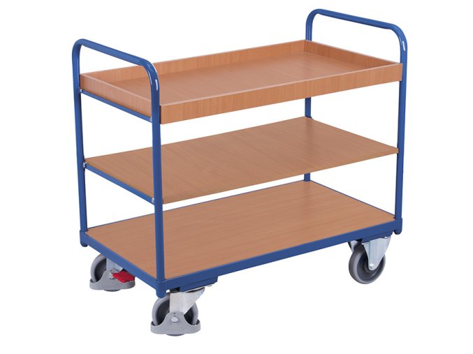 Policový vozík, Variofit, 3 police s ohraněním (99 x 68 cm), do 250 kg, modrá/antracit (Barva antracit RAL7016)