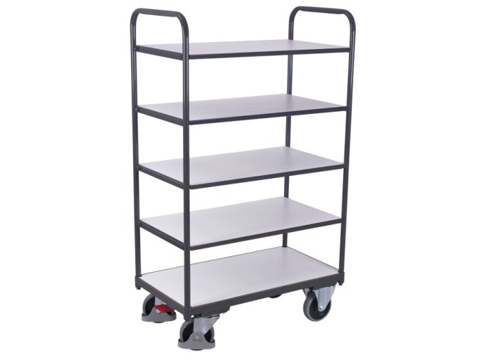 Vysoký antistatický ESD policový vozík, Variofit, 5 polic (99 x 68 cm), do 250 kg, modrá/antracit (Barva antracit RAL7016)