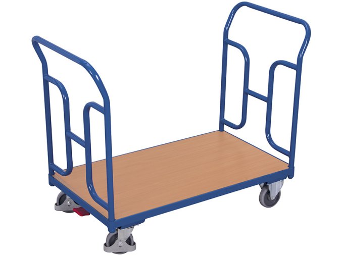 Plošinový vozík se dvěma trubkovými madly, Variofit, ložná plocha 100 x 60 cm, do 250 kg, modrá/antracit (Barva antracit RAL7016)