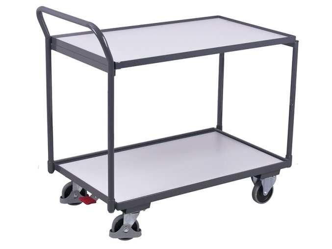 Antistatický policový vozík s madlem, 3 police (98 x 60 cm), Variofit, do 250 kg, modrá/antracit (Barva antracit RAL7016)