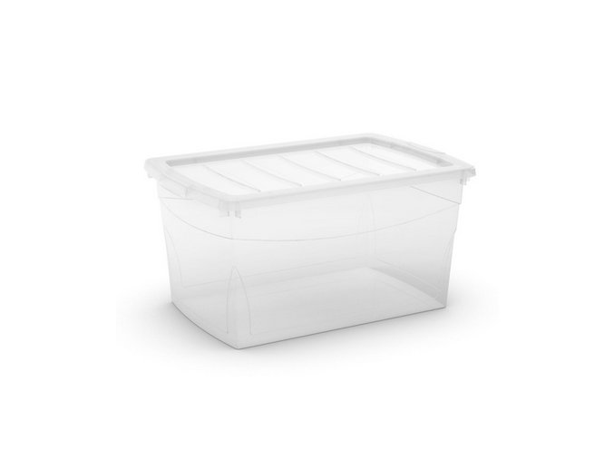 Plastový úložný box s víkem na klip Omni box, průhledný, transparentní, 50 l
