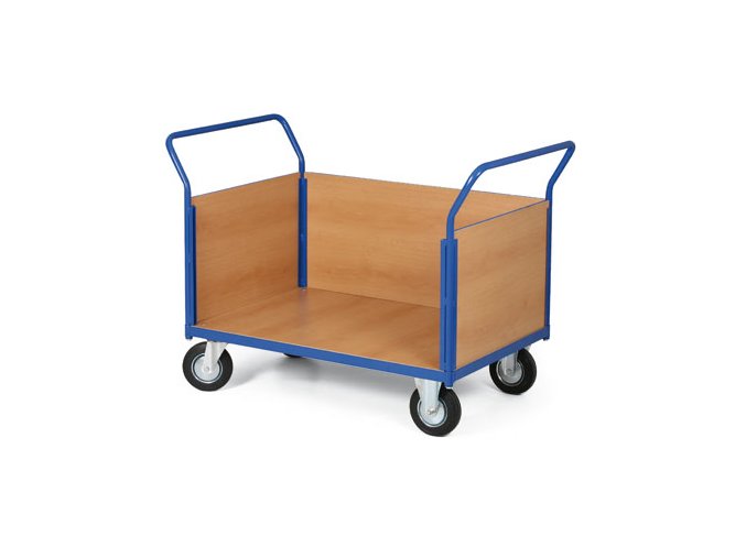 Plošinový vozík, tri strany plné, 300 kg