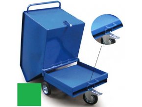 Výklopný vozík na špony, triesky 250 litrov, var. s vrecka, zelená