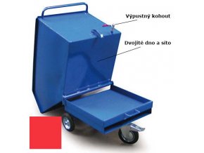 Výklopný vozík na špony, triesky 600 litrov, var. s kohútom, červený