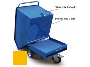 Výklopný vozík na špony, triesky 600 litrov, var. s kohútom, žltý