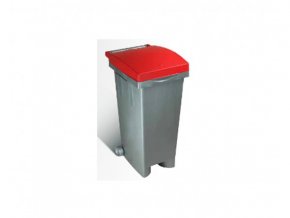Odpadkový kôš s farebným vekom, 80 litrů, červený