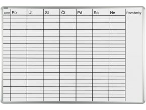 Plánovacia tabuľa ekoTAB týždenná, 100 x 70 cm, lakovaná