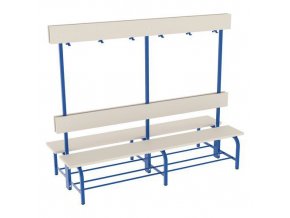 Šatníková lavica s vešiakovou stenou, obojstranná, 200 cm, modrá, laminovaná drevotrieska