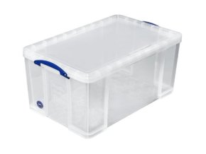 Plastový úložný box s víkem, really useful box, průhledný, 64 litrů