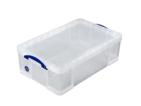 Plastový úložný box s víkem, really useful box, průhledný, 50 litrů