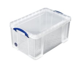 Plastový úložný box s víkem, really useful box, průhledný, 48 litrů