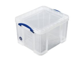 Plastový úložný box s víkem, really useful box, průhledný, 35 litrů