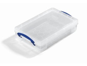 Plastový úložný box s víkem, really useful box, průhledný, 33 litrů
